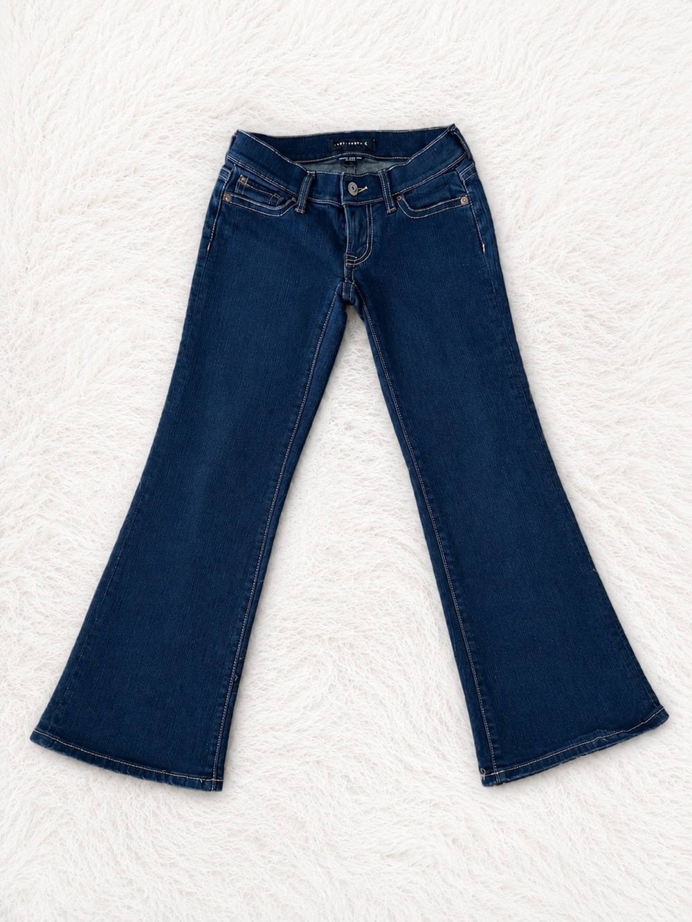 Aeropostale Super Low Rise Flare Jeans Dark Wash Blue 000 Short